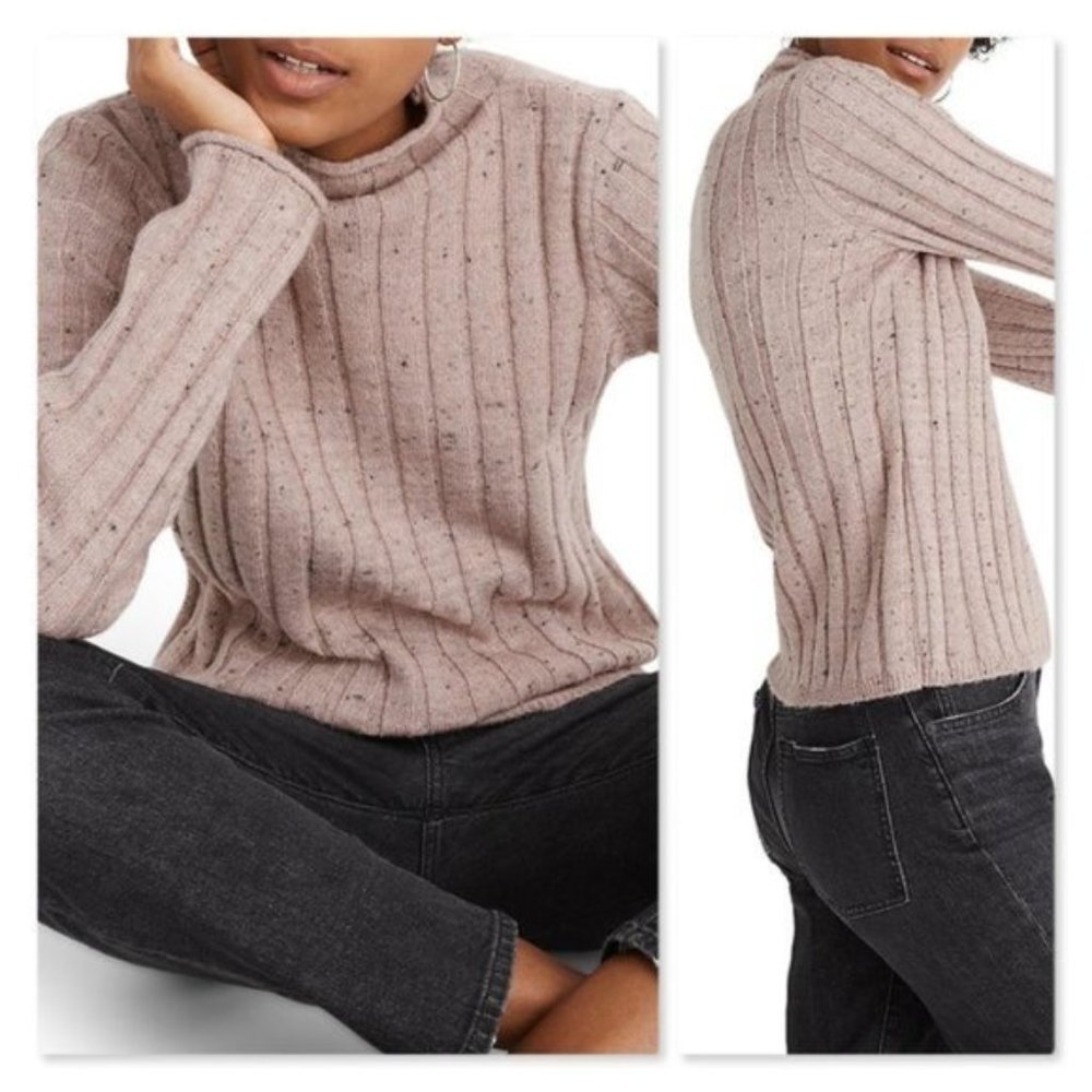 Madewell Sz S Donegal Evercrest Turtleneck Sweater pink